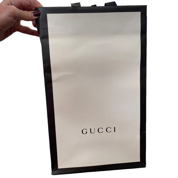 Gucci Shopping Bag Paper White Black 15”x9”x5.5” Shoe Size Empty - Picture 1 of 9